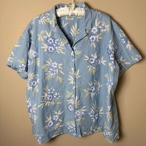 Vintage Chambray Shirt Womens Plus 24W 26W Button Down Top Classic Elements